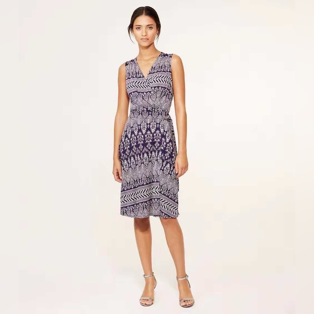 NWT Tory Burch Bohemian Rochelle Jersey Purple Sleeveless Dress Size L
